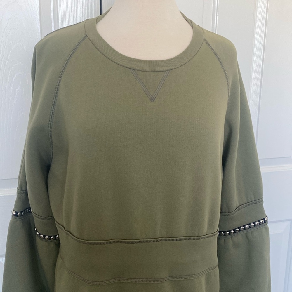 Burberry Studded Balloon Sleeve Cotton Blend Sweatershirt Size L Made in Italy - Picture 2 of 11